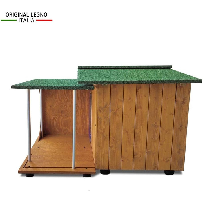 Будка для собак Legno Oasi E з верандою, з масивного дерева, для німецької доги, 121x133xH87 см