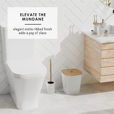 Набір аксесуарів для ванної кімнати Clara Clark 20 предметів, білий: штора для душу, туалетний йоржик, кошик для сміття, дозатор для мила