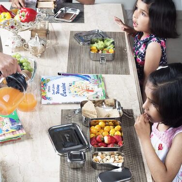 Premium Stainless Steel Lunch Box & Lunchbox Set | Rust-Free & Sustainable | Dishwasher Safe | Gift for Kids | Includes 2 Mini Containers | BPA-Free