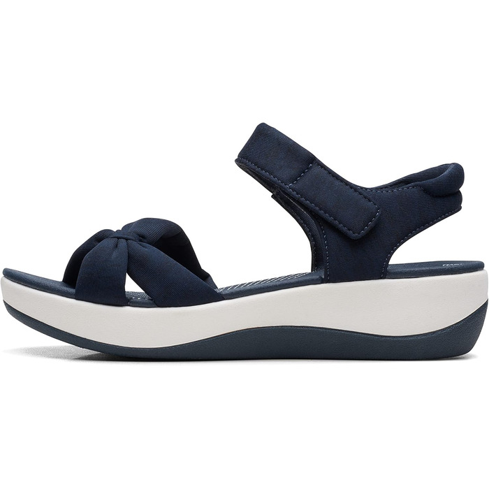 Сандалі Clarks Arla Shore жіночі на підборах, текстиль, сині, 40 EU, широка колодка – зручні та легкі для щоденного носіння