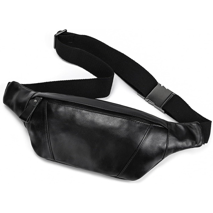 Чоловіча/Жіноча поясна сумка з натуральної шкіри Vintage, чорна, 1034