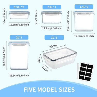 Набір контейнерів для їжі 10 шт. по 1 л, BPA-free, герметичні, для заморожування та зберігання продуктів
