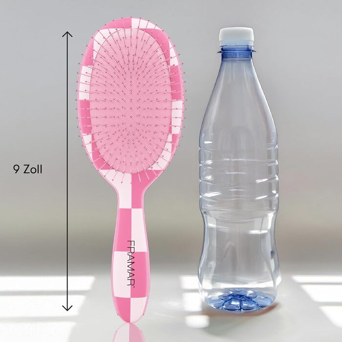 FRAMAR Щітка для волосся без заплутування - для довгого волосся, для жінок, для мокрого волосся, розпушувач, для кучерявого волосся, антизаплутування, рожева в клітинку