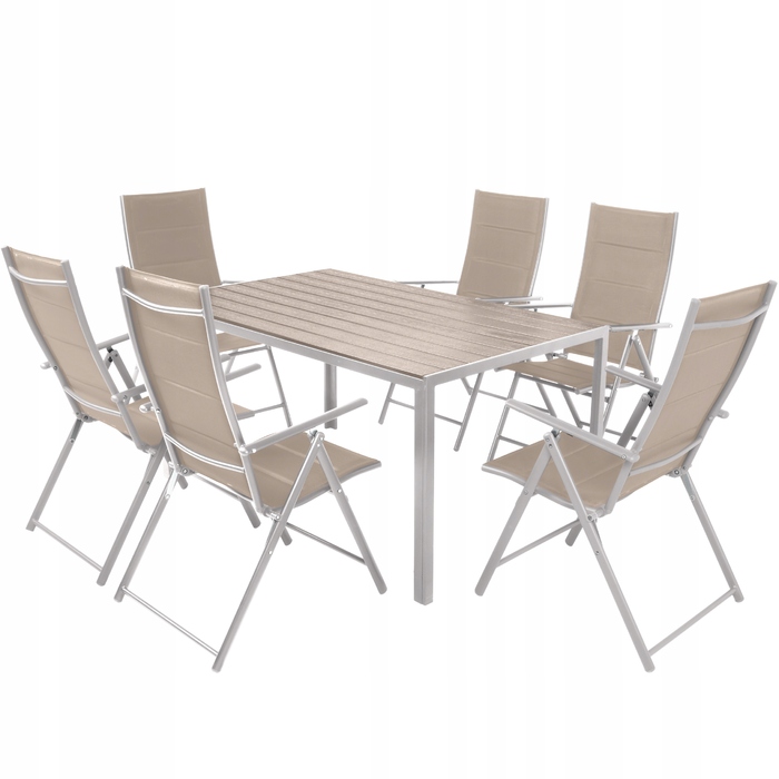 Комплект садових меблів Focus Garden, метал, срібний, 7 предметів