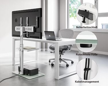 Підставка для телевізора FITUEYES - підлого кріплення, поворотна, з полицею, для телевізорів 32-60 дюймів (плоских та curved), до 30 кг, VESA 600x400, білий
