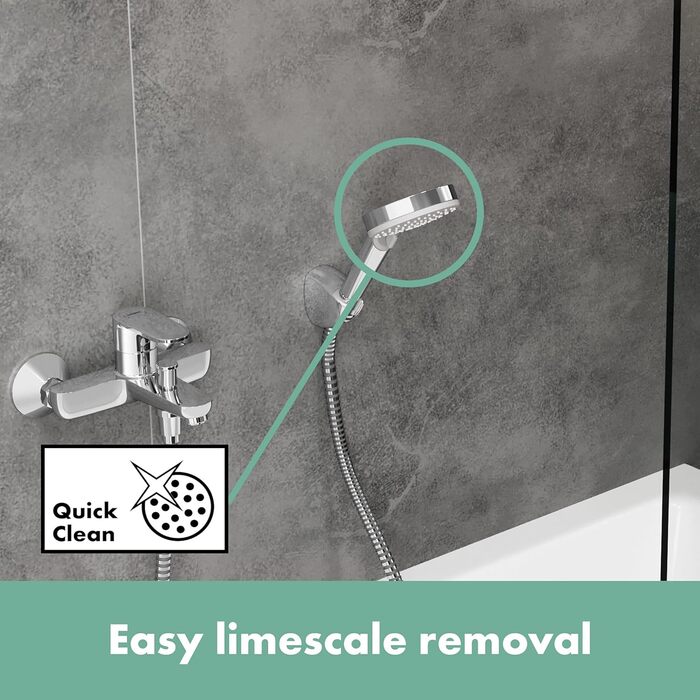 hansgrohe Vernis Blend - water-saving shower set, round shower head 9.7 l/min (EcoSmart) with 1.60m shower hose and shower head holder, hand shower with 2 spray patterns, Chrome