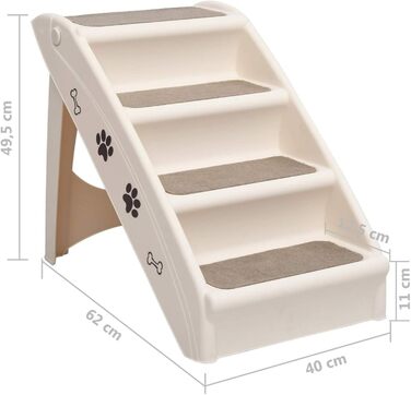 Східці для собак Tidyard: для ліжка, дивану та авто, кремовий, 62 x 40 x 49,5 см