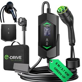 Зарядний пристрій для електромобілів 16A (3.7кВт) E-Drive Solution, 6м, Type 2, LCD, з тримачем, сумісний з Green Up/Skudo