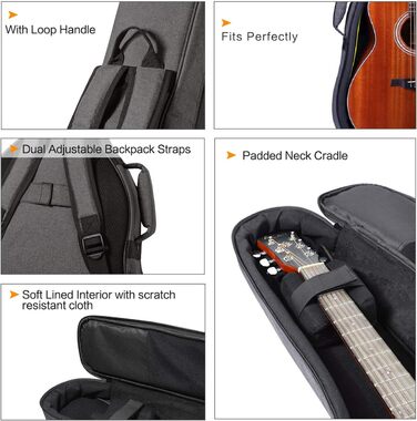 Чохол для гітари Cahaya Gig Bag сірого кольору, водонепроникний, 18 мм