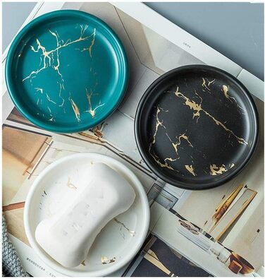 Керамічна мильниця FülleMore з ефектом мармуру, чорна, 11.2x2.2 см