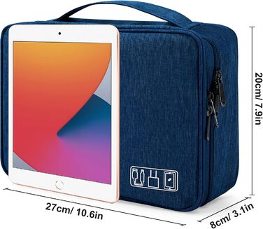 Водонепроникний органайзер для електроніки 2-х шаровий, 27x20x8 см (Темно-синій)