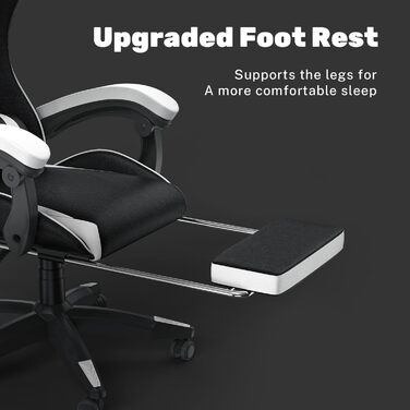 Геймерське крісло Bigzzia Ergonomic з підлокітниками, подушкою для попереку та голови, регульованою висотою, з підставкою для ніг - Білий