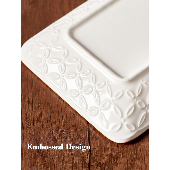 DOWAN Сервірна таця 6-ти місна - Bone China, прямокутна, 20.5 см - для закусок, суші, фруктів, салату, десерту. Можливе використання в мікрохвильовій печі, духовці, миєвій машині. Багатобарвна