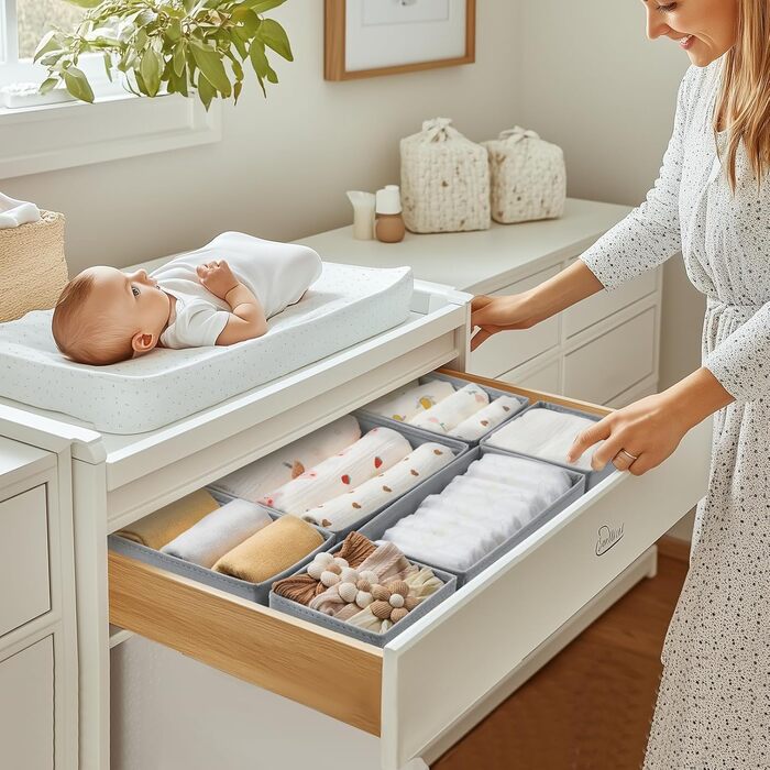 Drawer Organizers - Foldable Underwear Organizer Storage Box Fabric 16 Pieces Closet Organizer for Clothes, Socks (Light Gray)