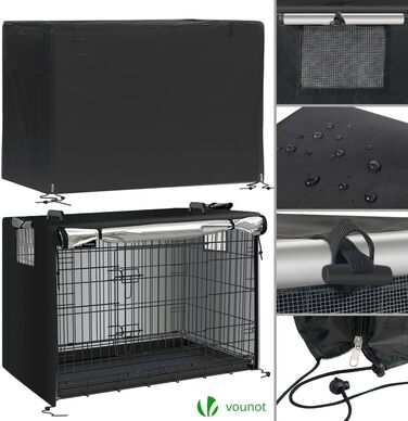 Клітка для собак Vounot, розкладний вольєр з кришкою, переноска для собак у машину, з подвійними дверцятами, 2 ручки для перенесення та знімною підстилкою, XXL 122x75x81 см, чорна