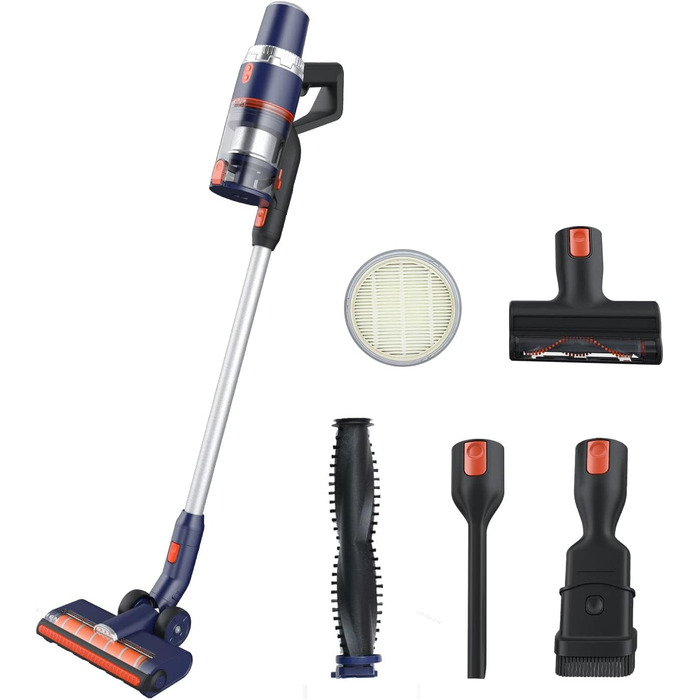 Акумуляторний пилосос JASHEN S18X: потужність 22000Pa, до 40 хв роботи, HEPA 13 фільтр, бездротовий, без мішка, об'єм контейнера 600 мл, ручний та вертикальний, з настінною підставкою та аксесуарами