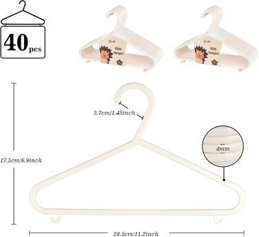 Набір вішалок для дитячого одягу Ilauke, 40 шт., 28,5 см, бежевий