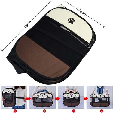 Тент-забіг для тварин Coolty, переносний вольєр для собак, котів та дрібних тварин, 91x91x58 см, коричневий