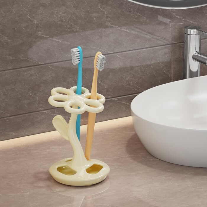 Тримач для зубних щіток та пензлів з кераміки, 6 відділень (сріблястий) (Mitch)