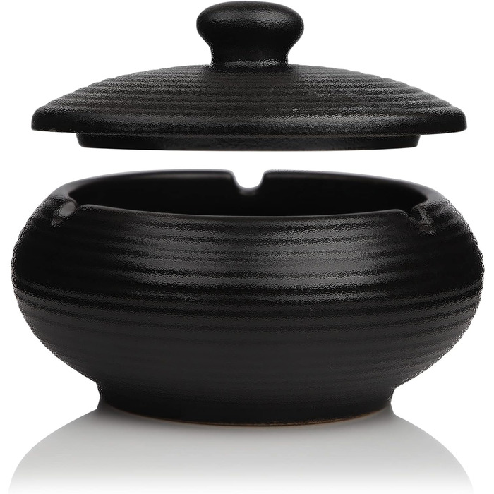 Керамічна попільничка для сигарет чорного кольору з кришкою, для вулиці, ретро-дизайн, захист від вітру, для дому, офісу, балкону, дивану