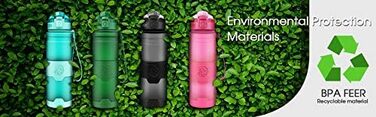 ZORRI Sport Water Bottle for Kids, 500 ml/700 ml/1000 ml, BPA-free, eco-friendly Tritan plastic, reusable water bottles with filter, Grey-1000ml, 1000ml-32oz