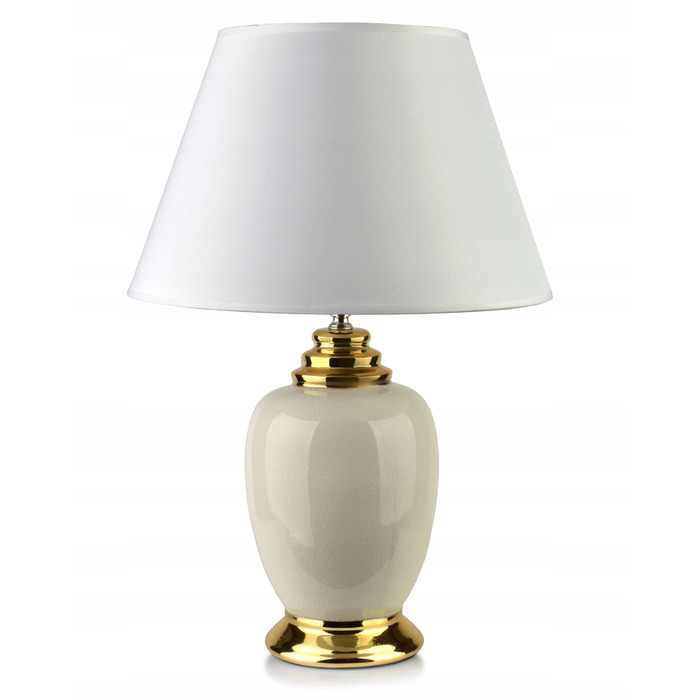 Керамічна настільна лампа бежева, 51 см, з абажуром, цоколь E27, для вітальні