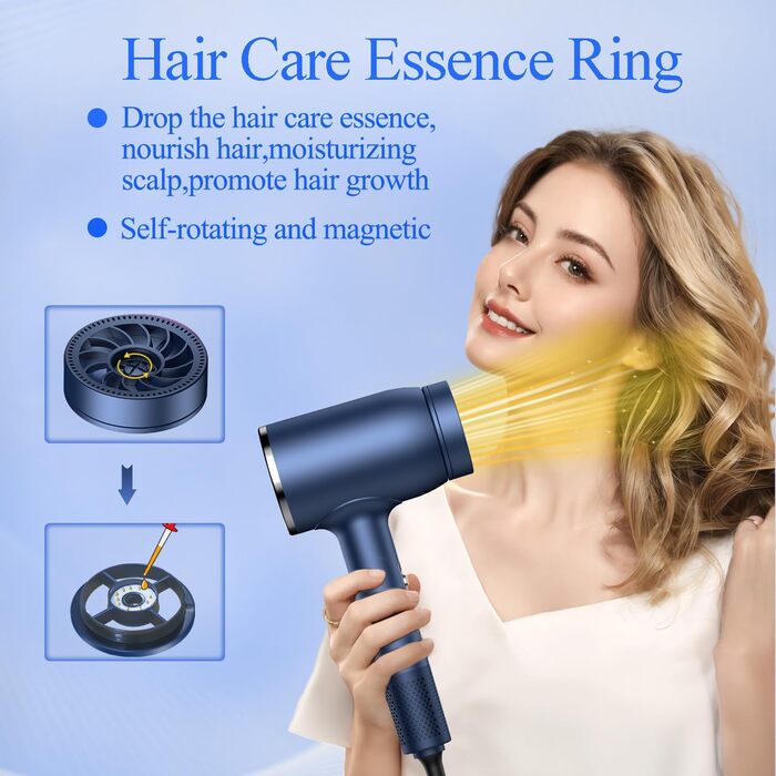 loevely Pink 2400W Ionic Hair Dryer - Fast Drying, Diffuser & Concentrator Nozzle, Constant Temperature, Professional Hair Dryer for Home & Salon Use (Blue)