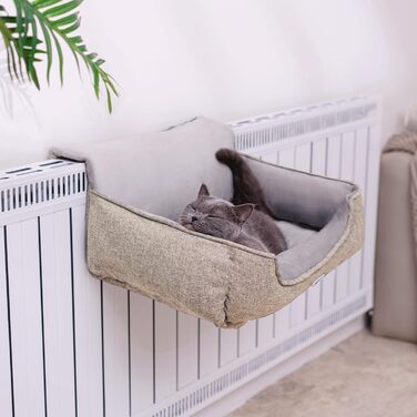 Килимок для котів на батарею Happi N Pets, лежанка для котів, підвісна, бежевий, 55x34x27 см