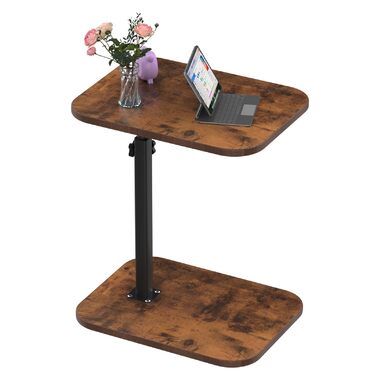 Стіл для ноутбука в ліжко, комп'ютерний стіл, Lapdesk, складний Betttisch, регульований кут 360°, знімний, портативний, для книг (40 x 30 x 80 см, C-подібний, горіла дерев'яна поверхня)