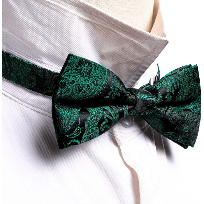 Набір краваток-метеликів Barry.Wang для чоловіків: краватка-метелик, нагрудна хустинка та запонки (Dunkelgrün/Schwarz) для весілля та урочистих подій