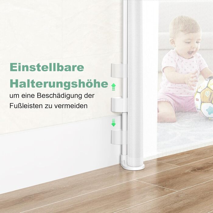 Adjustable Baby Gate with Lock - Expandable Pet & Baby Safety Fence, 150cm Wide, 83cm High, No Drill Installation, Automatic Latch