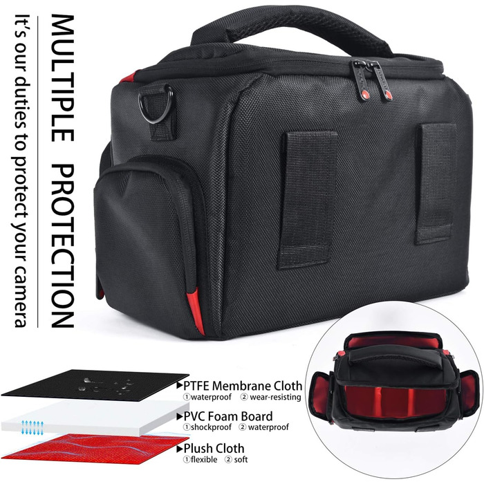 Сумка для камери FOSOTO велика, на плече, сумісна з Nikon d5600 d3500 D3200 D3300, Canon, Sony, водонепроникна