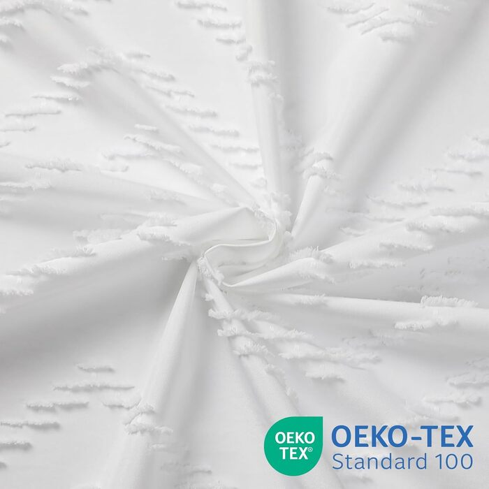 Водонепроникна штора для душу з тканини 180x190 см, 260 GSM, сіра (сітка-бохо-біла). Преміум-якість, антигрибкова, з 10 кільцями, стиль готелю/SPA, машинне прання