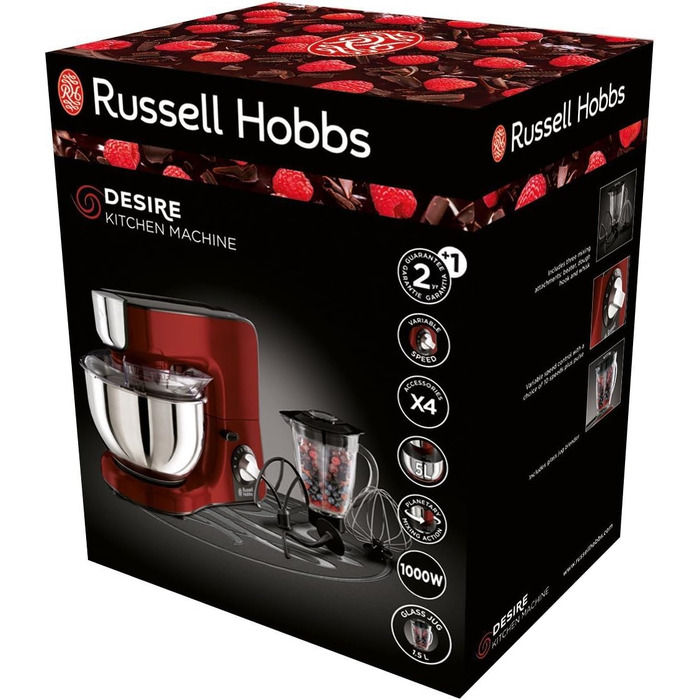 Кухонна машина Russell Hobbs Multi стаціонарний блендер, 1.5 л, червоний Desire, 23480-56