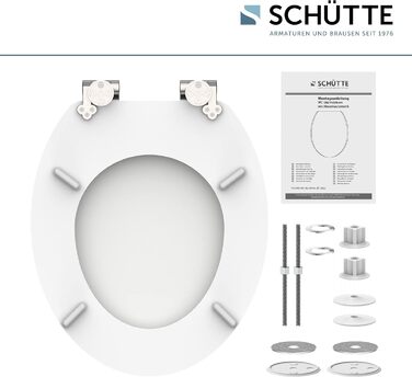 Сидіння для унітаза SCHÜTTE з мікроліфтом (м'яке закриття), біле, дерево MDF, витримує до 175 кг