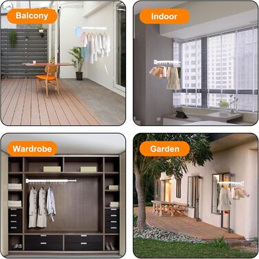 Висувна сушарка для білизни настінна з гачками. Компактна сушарка для балкона, білизни, ванної кімнати, спальні (Білий, 2 розкладні полиці, Білий)