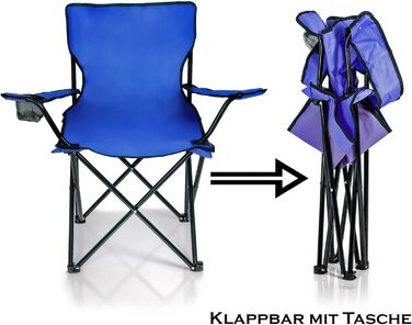 Крісло для риболовлі BigDean: складане, з підстаканником та сумкою - крісло для кемпінгу, саду, відпочинку (Блакитний)