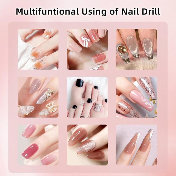 Електричний набір для манікюру та педикюру Nagelfräser: бездротовий фрезер, 5 швидкостей, USB, для гелю, акрилу, Shellac