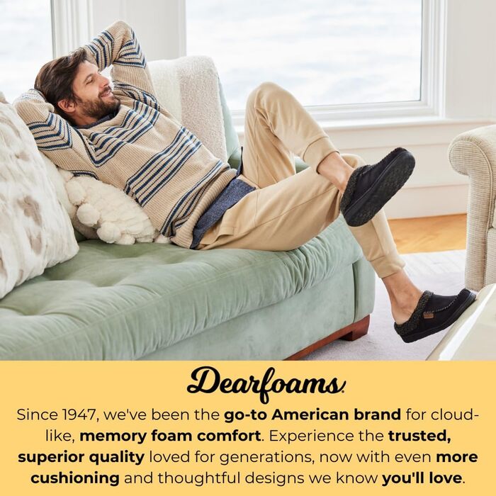 Чоловічі тапочки Dearfoams Brendan, халатні, для дому та вулиці, з піною з пам'яті, широка посадка, в клітинку (44.5/45.5 EU)