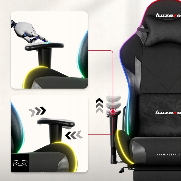 Ігрове та офісне обертове крісло Huzaro Force 5.7 RGB з підставкою для ніг