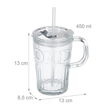 Relaxdays Set of 2 Handle Glasses