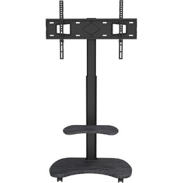 Підставка для телевізора Stellar на коліщатках з полицею, регульована по висоті та поворотна. Підходить для телевізорів 32-70 дюймів, до 45 кг, універсальна, VESA 600x400, білий (чорний)