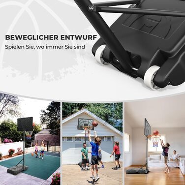 Adjustable Height Basketball Hoop for Kids - Indoor/Outdoor Portable Basketball Stand - Weatherproof Black