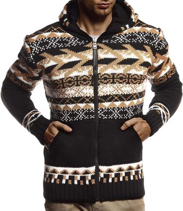 Чоловіча в'язана куртка Leif Nelson з капюшоном, зимова куртка-норевка, чорний колір, артикул LN20756 (XXL)