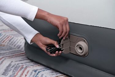 Надувний матрац Novaluxe з вбудованим електронасосом та подушкою, сірий 191x97x38 см