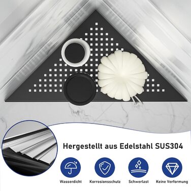 Поличка для душу Eck з нержавіючої сталі 304, стелаж для ванної кімнати з сітчастою конструкцією для плитки, вбудована поличка для ремонту ванної кімнати (щітка, 254 мм - 2 шт.) (305 мм - 2, чорний)