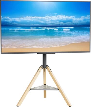 Підставка для телевізора Vanconwey Boden-TV-Ständer для LED/LCD екранів 40-75 дюймів, кутова, поворотна, з полицею з синтетичного каменю, VESA 600x400mm, до 40 кг