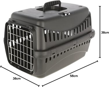 Kerbl Pet Transportbox Expedion Eco з металевими дверцятами, 58x38x38 см, чорний