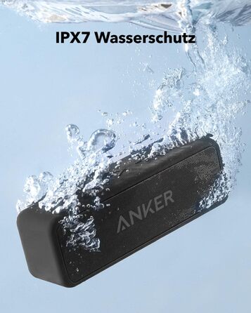 Портативна Bluetooth колонка Anker SoundCore 2, Чорна: потужний звук, глибокий бас, 24 години роботи, водонепроникність IPX7, сумісна з iPhone, Galaxy