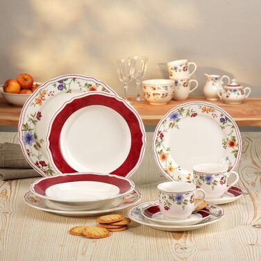 CreaTable, 16145, Cornwall Garden Series, 2-Piece Dinnerware Set, Porcelain Milk and Sugar Set, Dishwasher and Microwave Safe, Made in Europe Milk and Sugar Set 2-Piece